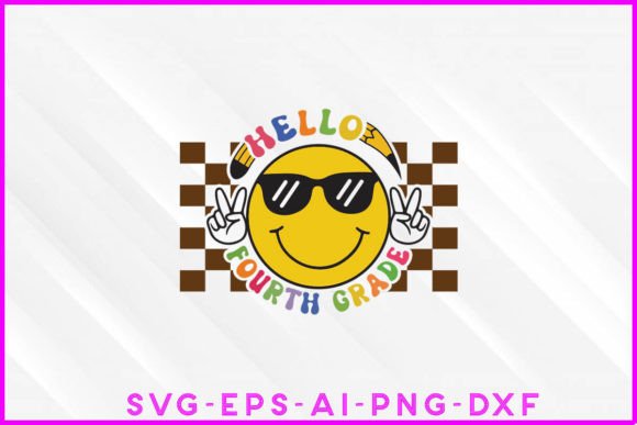 Hello Fourth Grade Groovy T-Shirt Design