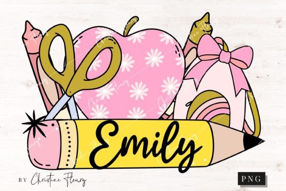 Pink Groovy Custom Name Pencil PNG