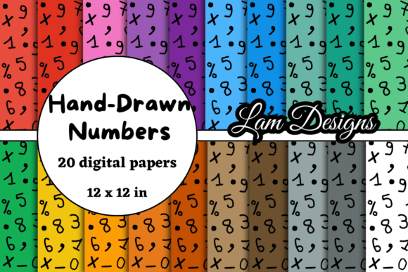 School Hand-drawn Numbers Digital Papers