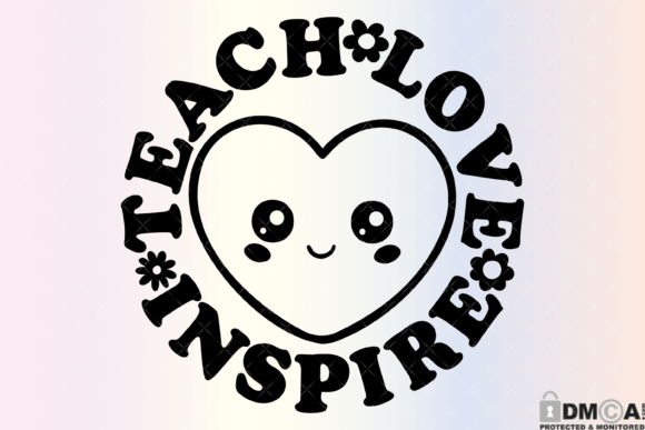 Teach Love Inspire Heart SVG PNG