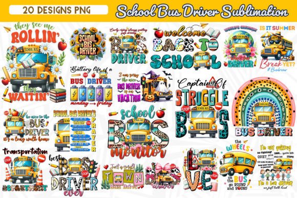 Top School Bus Driver Sublimation Bundle for Creative Designers